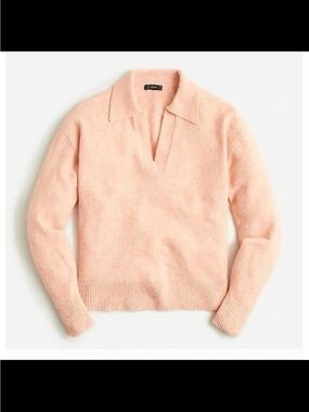 J. Crew light Pink collared V- neck wool and alpaca blend knit sweater size XL